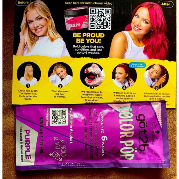 SET OF 3 got 2b Color Pop in Purple Hair Color Dye lasts up to 6 washes - Picture 3 of 3